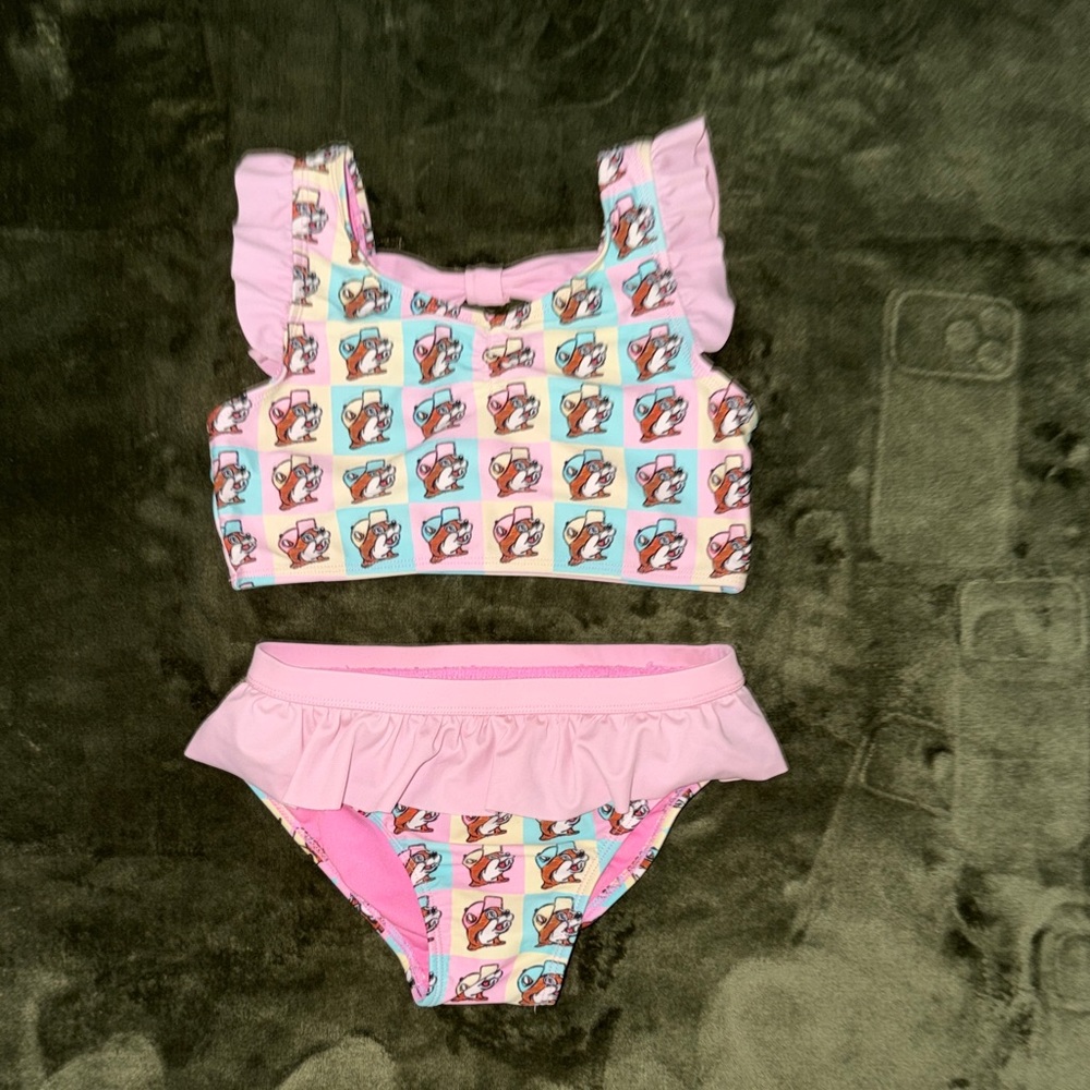 Girls' Pink BucEes Ruffle Bikini - Kids Swim